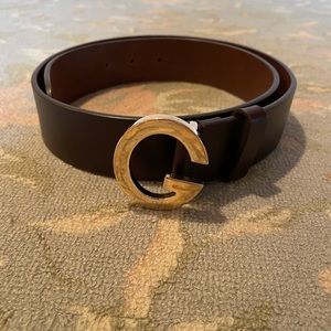 Gucci Brown Leather Belt Single Gold G Logo